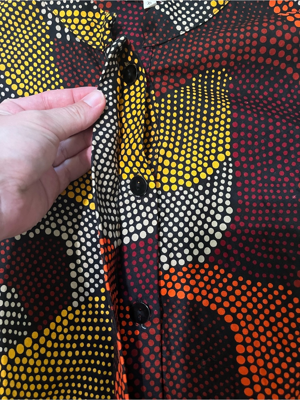 Zuri 100% Cotton Made in Kenya Wax Print Pointillism Abstract Shirt Dress XL - Picture 3 of 8